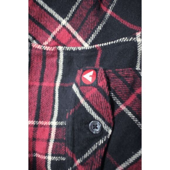Airwalk Classics Hooded Plaid Flannel Shirt Jacket Black & Red Medium - Picture 7 of 7